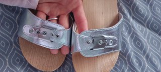 Sandalias/Zuecos Madera Plata Nuevas