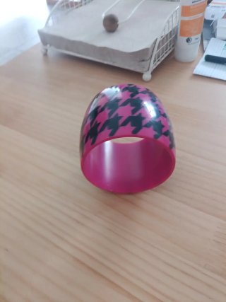 Pulsera Estampado Houndstooth Rosa y Negro
