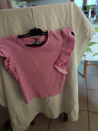 Zara Top donna rosa con rouches