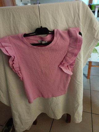 Zara Top donna rosa con rouches