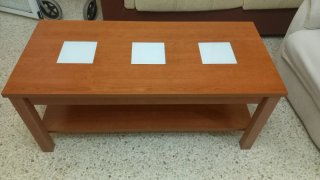 Mesa de centro elevable madera y cristal