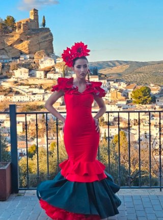 Vestido Flamenco Rojo y Verde