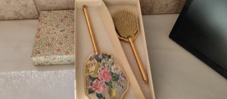 Estuche tocador vintage flores y peine