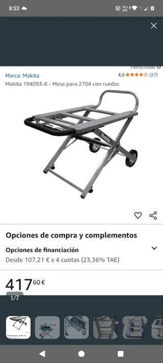 Mesa portátil Makita para sierra de banco