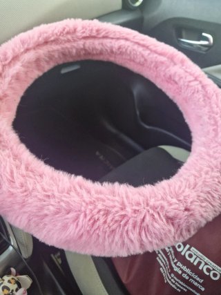 Funda Volante Coche Pelo Rosa