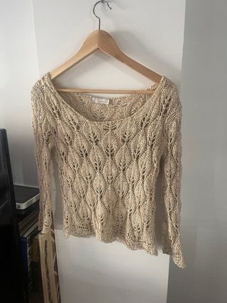 Jersey de punto calado beige