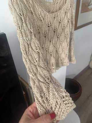 Jersey de punto calado beige
