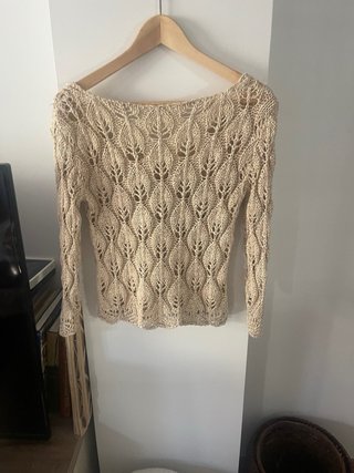 Jersey de punto calado beige