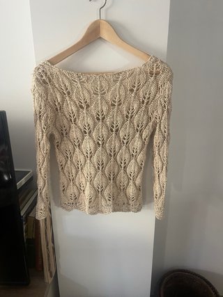 Jersey de punto calado beige