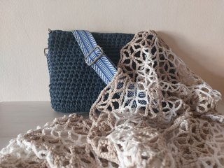 Bolso crochet bandolera azul nuevo