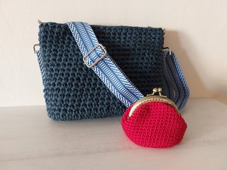 Bolso crochet bandolera azul nuevo