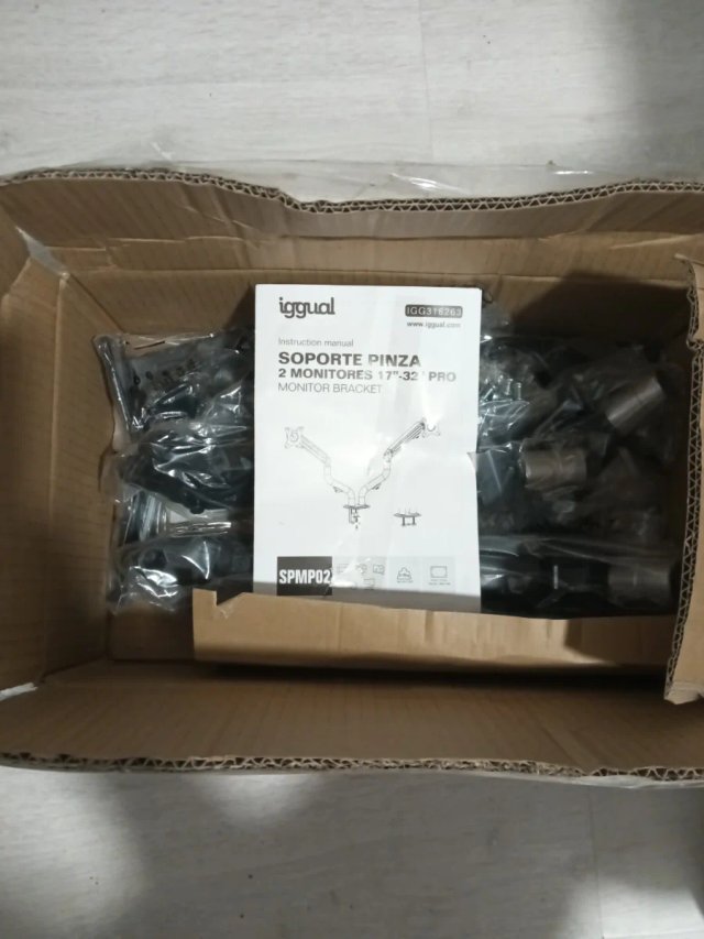 Soporte Doble Monitor Iggual 17-32 Negro