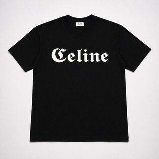 Camiseta Celine negra logo blanco gótico | Unisex