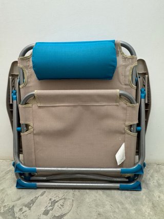 Silla de Playa Reclinable Beige y Azul