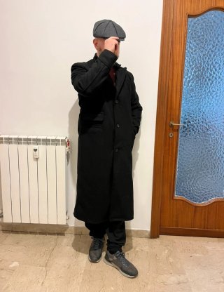Abrigo largo Peaky Blinders negro forro rojo