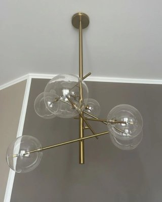 Lampadario moderno oro e bolle di vetro