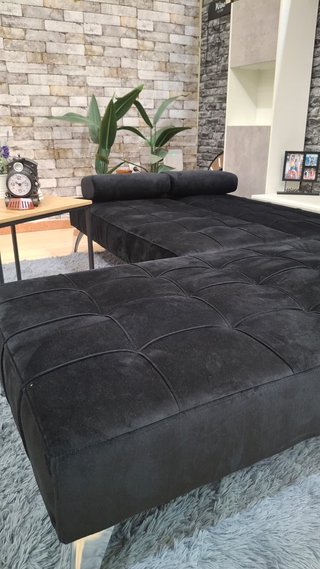 Sofá Cama Chaise Longue Negro 198cm