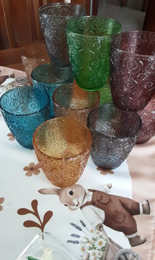 Set 12 Bicchieri Vetro Decorati Multicolore