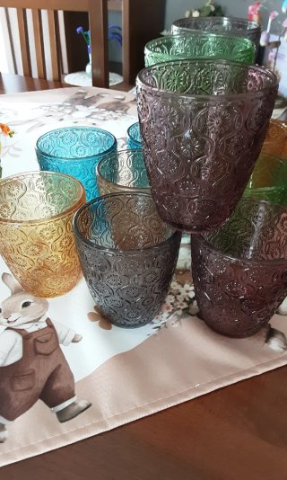 Set 12 Bicchieri Vetro Decorati Multicolore