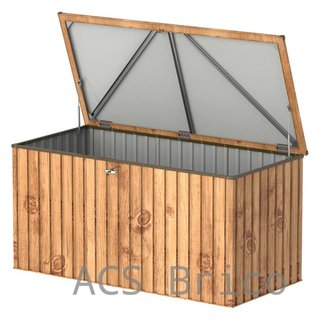 Baúl Arcón Metálico 1450 L Imitación Madera - 95x195x94 cm - Duramax