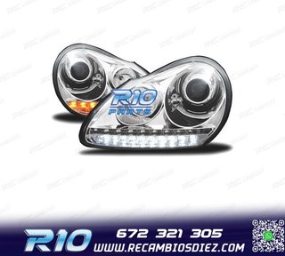 FAROS PARA PORSCHE CAYENNE 03-07 LUZ DIURNA XENON FONDO CROM