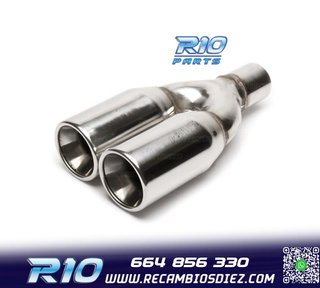 COLA ESCAPE DOBLE REDONDA GRANDE ACERO INOX