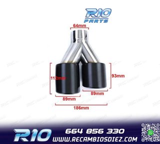 COLAS ESCAPE SALIDA DOBLE UNIVERSAL 2x 89MM ACERO INOX NEGRO