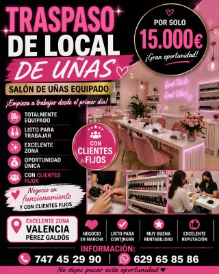 Traspaso Salón de uñas Exelente ubicación