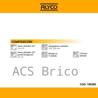 Juego Llaves de Vaso Aisladas de 1/2" - 20 Piezas Alyco 190300