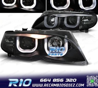 FAROS BMW E46 01-05 OJOS ANGEL TUBE LIGHT LED U FONDO NEGRO
