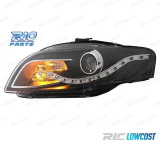 FAROS AUDI A4 B7 LUZ DIURNA LED FONDO NEGRO 04-07