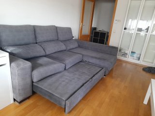 Sofá Cama Chaise Longue Gris