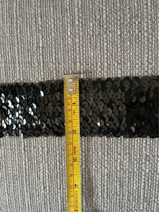 Cintura elastica paillettes nera con fibbia