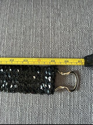 Cintura elastica paillettes nera con fibbia