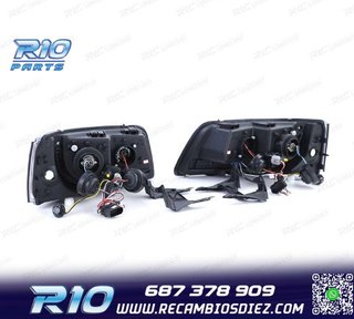 FAROS VOLKSWAGEN VW T5 03-09 LUZ LED DIURNA FONDO NEGRO