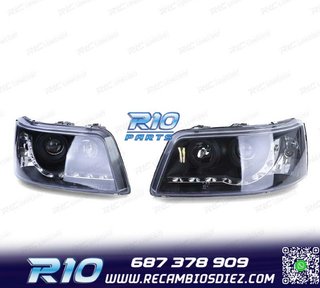 FAROS VOLKSWAGEN VW T5 03-09 LUZ LED DIURNA FONDO NEGRO
