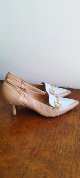 Décolleté Fabrica Veneta Pelle Beige/Blu 36.5