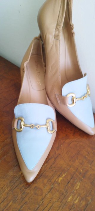 Décolleté Fabrica Veneta Pelle Beige/Blu 36.5