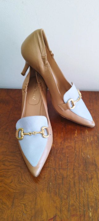 Décolleté Fabrica Veneta Pelle Beige/Blu 36.5