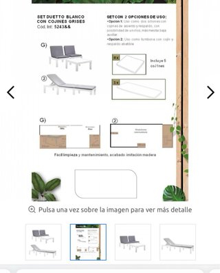 Conjunto jardín: 2 sillones y tumbona