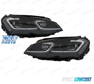 FAROS VOLKSWAGEN VW GOLF 7 12-17 DRL DINAMICOS NEGROS LOOK 7