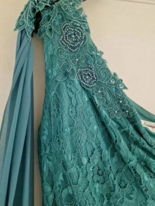 Vestido largo elegante teal