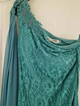 Vestido largo elegante teal
