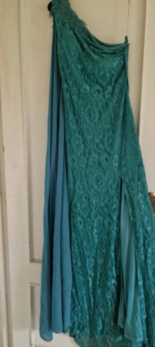 Vestido largo elegante teal