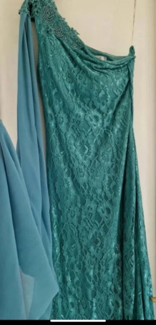 Vestido largo elegante teal