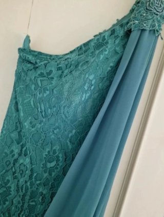 Vestido largo elegante teal