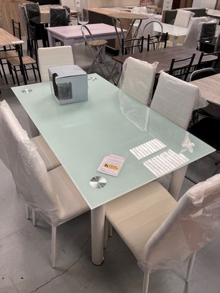 Comedor Cristal 6 Sillas Piel Sintética