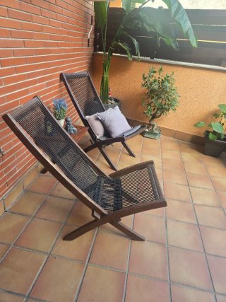 Juego de Hamacas de madera y cuerda.
