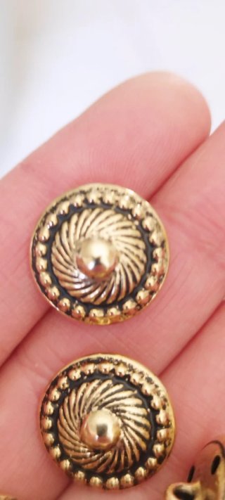 6 bottoni gioiello vintage metallo dorato 1,8 cm