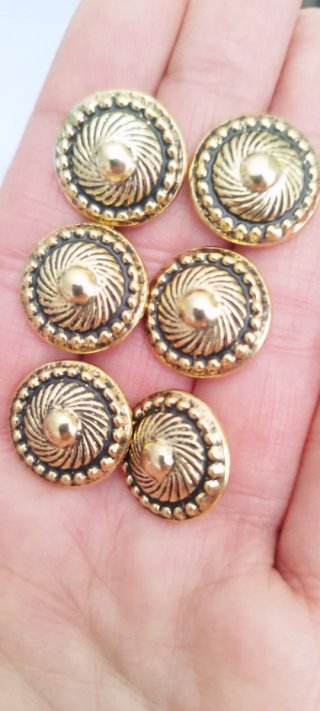 6 bottoni gioiello vintage metallo dorato 1,8 cm